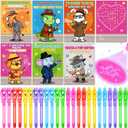 24 Pack Valentines Day Cards for Kids Classroom with Valentine Pens Valentines Magic Spy Pen Gifts for Classroom Exchange Rewards Party Favors Prizes