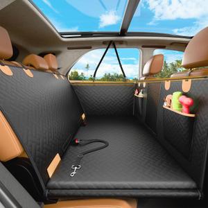 Anti Slip PU Leather Rigid Dog Car Seat Cover with Baby Car Seat,Structured Back Seat Extender for Dogs Hard Bottom Holds 450lbs,Dog Back Seat Cover for Full Size Trucks,Wash-free,Scratch-Proof
