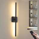 1 Pack Wireless Wall Sconce Battery Operated Rotatable Modern Wall Lamp With Remote Control, Adjustable Light Color & Brightness Light for Bedroom Living Room, 28.3 Inch Black