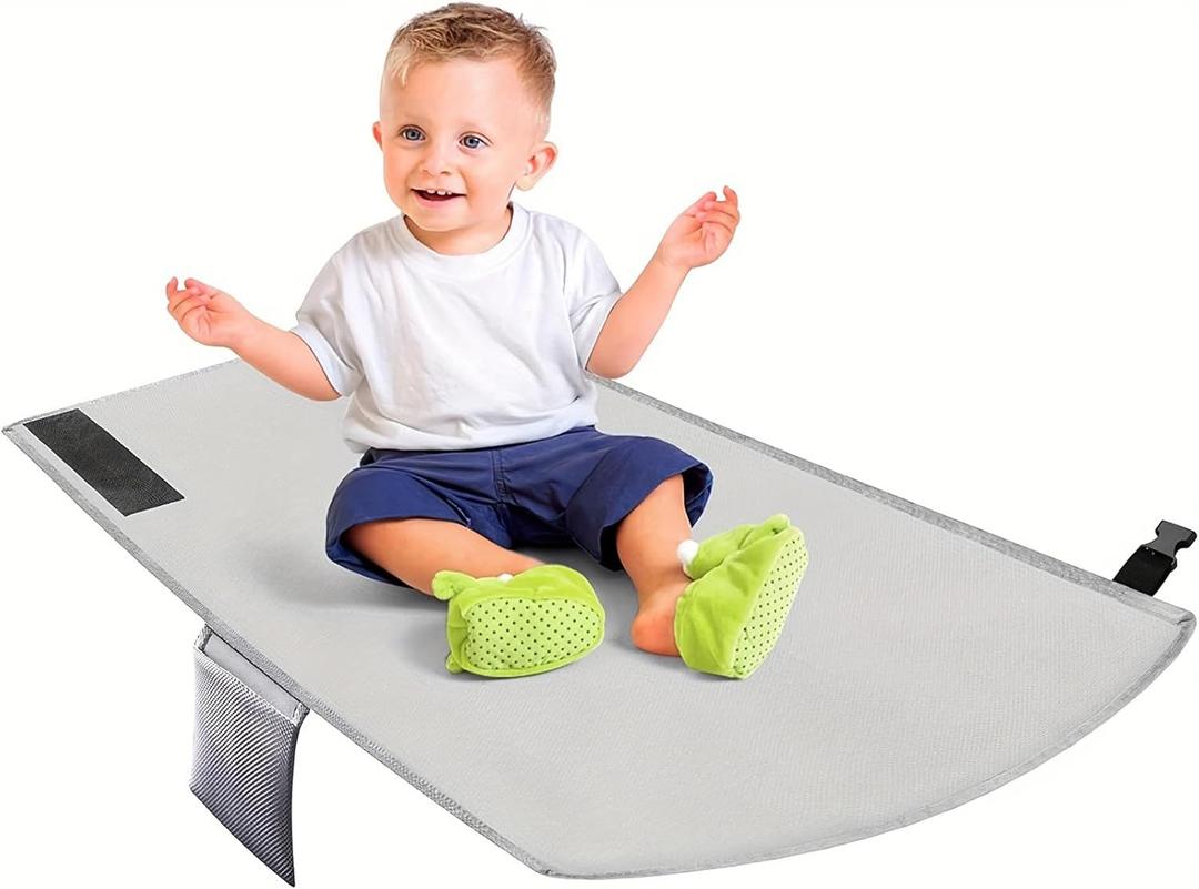 Qivine Toddler Airplane Bed, Traveling Airplane Bed with Fasten Belt, Flight Air Plane Seat Extender for Kids, Portable Beds Toddler Airplanes Seat Extender for Boys (Gray)