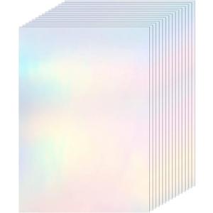 Clabby 36 Sheets Holographic Sticker Paper A4 Vinyl Holographic Laminate Sheets Self Adhesive Waterproof Transparent Film, 11.7 x 8.3 inches(Colorful)