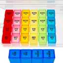 ZVZM Weekly Pill Organizer 4 Times a Day, Medicine Organizer Box, Travel Daily Pill Box Organizer 7 Day, Pill Case, Pill Container Holder for Hold Vitamins/Fish Oils.