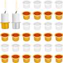 PH PandaHall 40pcs Candlestick Holder Cup, Aluminum Metal Candle Inserts 0.7x1 Inch Candle Drip Protectors Drip Catchers for Wax Dripping Jar Candle Ramadan Valentine Christmas, Gold & Platinum