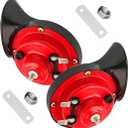 KVAEY Super Loud Car Snail Horns, 12V 300DB Durable Car Horn Kit, High Low Tone Universal Waterproof Car Air Electric Snail Horn, Vehicle Air Horn Replacement for Motorcycle Truck (Red, 2 PCS)