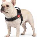 No Pull Dog Harness with Handle, Boston Terrier Adjustable Reflective Dog Vest, Breathable Air Mesh Padded Pet Harness with Front Leash Clip for Small Medium Dogs, Black, M