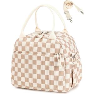 Bluboon Lunch Bag for Women Cute Corduroy Lunch Tote Bags with Shoulder Strap Reusable Insulated Lunch Box Large Capacity Reusable Insulated Cooler for Work Picnic or Travel (13L)