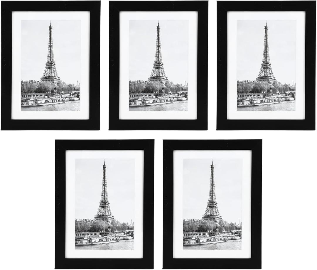 Tyenaza 5Pcs Black Photo Frame, 7 Inch Stylish High Transparency Black Decorative Rugged Picture Frame for Home Wedding Photography