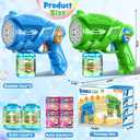 Bubble Gun Machine for Kids 4-8: 2-Pack Automatic Bubble Guns with 2 Bottles Refill Solution - Summer Outdoor Toys Bubble Blaster Maker Blower for Easter Party
