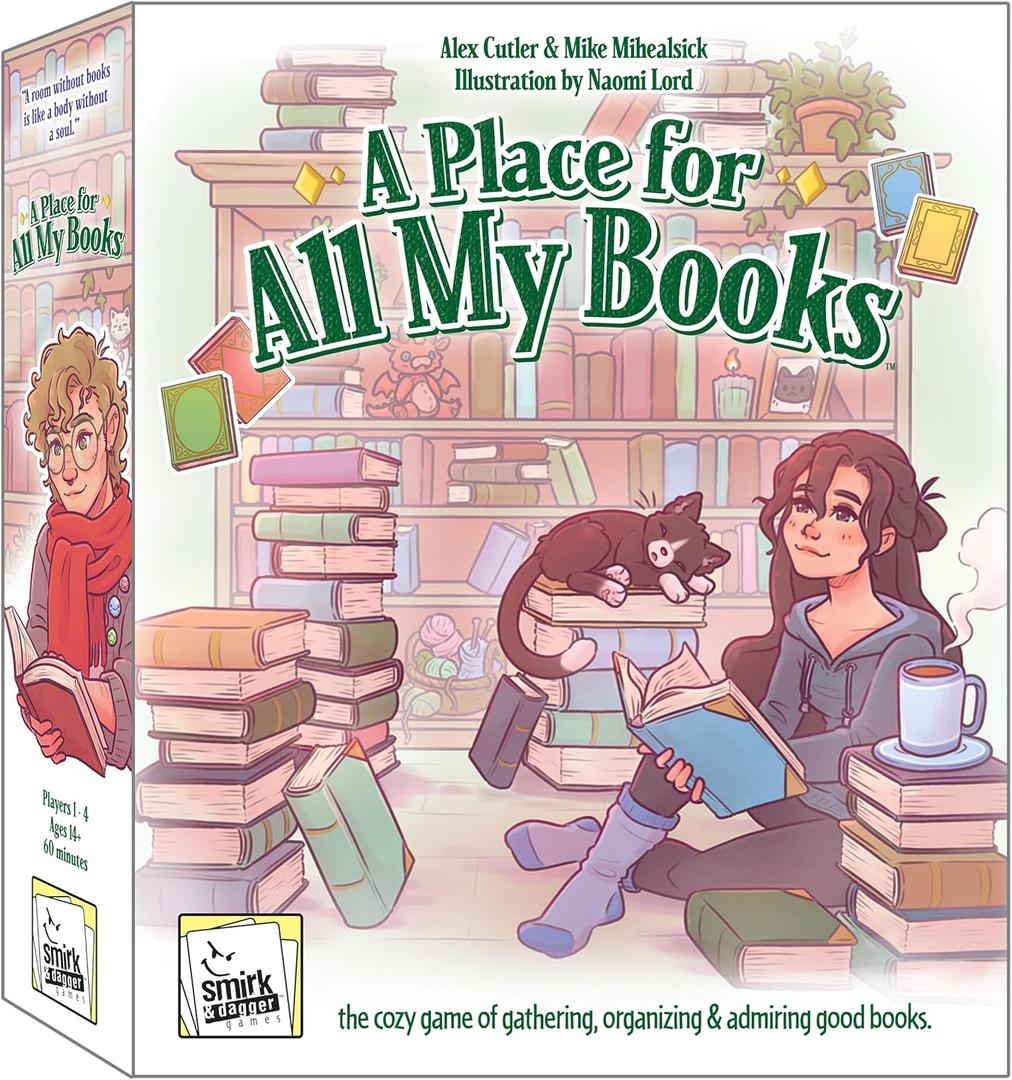A Place for All My Books Board Game by Smirk & Dagger | Cozy Strategy Game of Book Collecting & Tile Placement | 14 Players | Ages 10+ | 2026 Origins Award Nominee