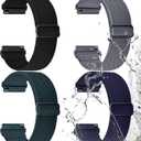 Fullmosa Water-resistant Quick Release Watch Bands 18mm 20mm 22mm Nylon Elastic Braided Watch Straps, Soft Adjustable Solo Loop Wristband for Garmin Samsung Galaxy Amazfit Women Men 20mm Black/Deep Grey/Dark Green/Midnight Blue