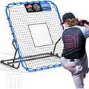 Baseball Rebounder Net, 4x4.5FT Volleyball Pitchback with 3 Adjustable Angles, Baseball & Softball Bounce Back Net for Ground, Line Drive, Fly Ball Return Settings Fielding Trainer (Blue)