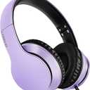 LORELEI X6 Over-Ear Headphones with Microphone, Lightweight Foldable & Portable Stereo Bass Headphones with 1.45M No-Tangle,Wired Headphones for Smartphone Tablet MP3 / 4 (Purple-Black)