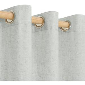 YoungsTex Light Grey Linen Curtains for Living Room 84 Inch Length Grommet Light Filtering Linen Textured Curtains Privacy Window Drapes for Bedroom Farmhouse, 2 Panels, 52 X 84 Inch