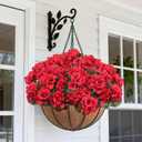 12 Pcs Artificial Flowers for Outdoors, Faux Silk Geraniums Flowers UV Resistant Fake Flowers Outdoor Plants for Front Porch Yard Patio Garden Home Decor (12, Red)