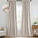 MIULEE 100% Blackout Curtains 108 Inch Long 2 Panels Set for Bedroom, Thick Luxury Faux Linen Black Out Curtain Room Darkening Back Tab Pleat Window Textured Drapes with Hooks for Living Room, Beige