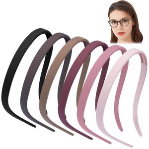 TOBATOBA Headbands for Glasses Wearers No Pressure No Headache Comfortable Hairbands Square Sunglasses Headband for Women Girls, Plastic Headbands with Teeth Non Slip 6Pcs (Matte - Color 1)