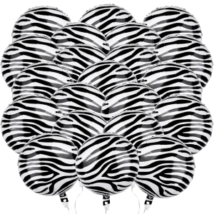 3 Pack HSLCGF 12 Pcs 18 inch Zebra Print Aluminum Foil Balloons - Round Aluminum Foil Balloon Wildlife Print Balloons for Zoo Themed Jungle Safari Themed Birthday Decorations