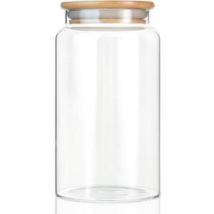 42 oz/1200 ml Glass Storage Canister with Airtight Lid, Clear Decorative Container Jar for Coffee, Spice, Candy, Salt, Cookie, Condiment, Pepper, Sugar, Overnight Oats - Large