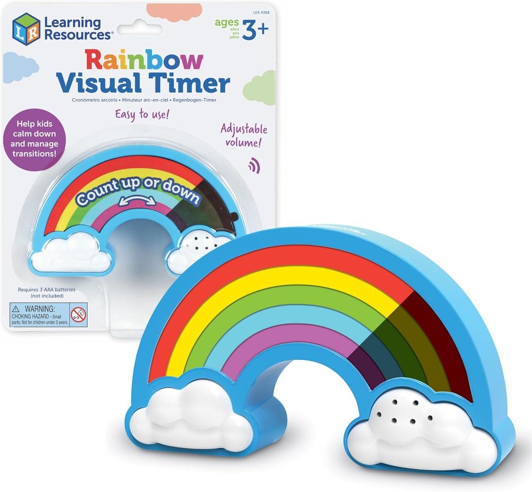 Learning Resources Rainbow Visual Timer - Time Management for Children, Audio and Visual Alarms, Schedule for Kids, Social Emotional Learning Skills, Countdown for Teachers, Classroom Must Haves ((Pack of 1))