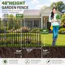 8 Panels No Dig Decorative Garden Fence, 48in(H)17.6ft(L) Heavy-Duty Rustproof Metal Panels, Outdoor Dog Barrier for Yard & Patio, Landscape, Border| Portable Temporary Fencing