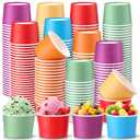 Eaasty 1000 Pcs 6 oz Ice Cream Cups Disposable Paper Dessert Bowls Bulk Mini Sundae Bowls for Hot and Cold Food Frozen Dessert Yogurt Cups for Ice Cream, Yogurt Gelato (Rainbow,Solid)