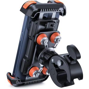 Lamicall Motorcycle Phone Mount Holder - [Dual Vibration Dampener] [Anti Shake] Motorcycle Cell Phone Holder, Upgrade Bike Phone Mount, Fit iPhone 15/14/ 13 Pro Max, More 4.7-6.7" Phones, Orange