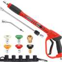 Tool Daily Pressure Washer Gun with Replacement Wand Extension, 30 Degree Curved Rod, 5 Nozzle Tips, 4000 PSI (47inch)