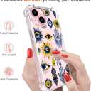 Hungo Compatible for iPhone 15 Plus Case for Women Clear Design Cute Geometry Religion,Girly Girls Hamsa Hand Evil Eyes Eye of Providence