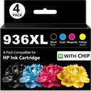 DOUBLE D 936 936e Ink Cartridges Compatible Replacement for 936 936e, use with OfficeJet Pro 9110b, 9125e, 9128e, 9130b, 9135e; OfficeJet Pro Wide Format 9730e (Combo 4-Pack, BCMY)