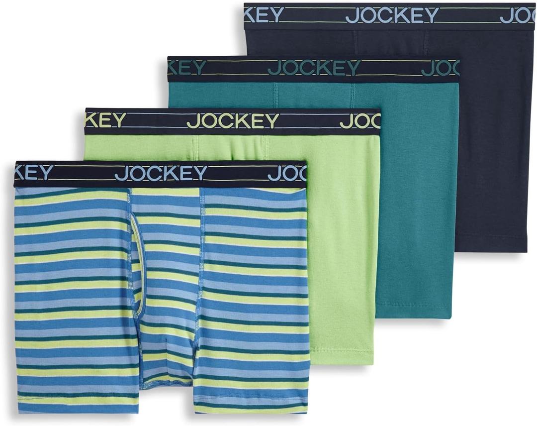 Jockey Men's Underwear Lightweight Cotton Blend 5" Boxer Brief - 4 Pack (XX-Large)