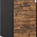 SONGMICS File Cabinet, Pre-Assembled Except Wheels and Handles, Office Filing Cabinet with Lock, for A4, Legal, Letter Sized Documents, 17.7 x 14.4 x 25.4 Inches, Rustic Brown and Black UOFC112B02