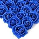 IPOPU Artificial Flowers Roses Heads, 100 Pcs Faux Flowers Real Looking Blue Foam Fake Roses for DIY Crafts Wedding Bouquets Arrangements Party Home Decorations (Royal Blue)