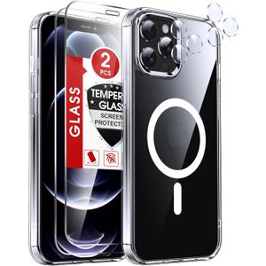 LeYi for iPhone-12-Pro-Max Case Clear: Compatible with Magsafe[ Screen Protector X2+ Camera Cover X2] iPhone12 Promax Cases Funda para i 12Pro Max Magnetic Protective Heavy Duty Slim, Transparent