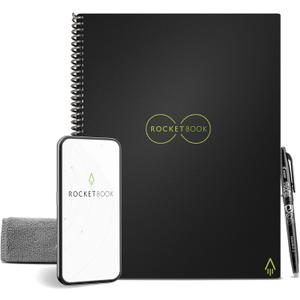 Rocketbook Core Reusable Spiral Notebook, Letter Size 8.5x11, Black - Dotted Pages, App-Connected, Erasable, Durable Cover, Ideal for School, Work, and Creative Projects