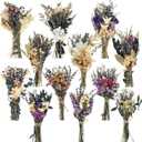 Layhit 12 Pack Boho Dried Flower Bouquet Mini Wedding Handmade Dry Flowers Decor for Vase Crafts DIY Photo Boutonniere for Men Floral Plant for Bridesmaid Gift Birthday Decor(Romantic)