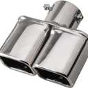 Dual Exhaust Tips 2.5 inch Inlet, Universal Stainless Exhaust Square Dual Tip Car Exhaust Pipe Modification Tail Throat Tail Pipe Muffler Tip (Straight,Silver)