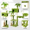 Meecal 65in Tall Cat Tree with Leaves for Indoor Cats, Green Cat Tower with Scratching Post,Hanging Hammock,Cozy Perch,Swing Ball,Self Groomer and Cat Ladder,Cat Tree Tower