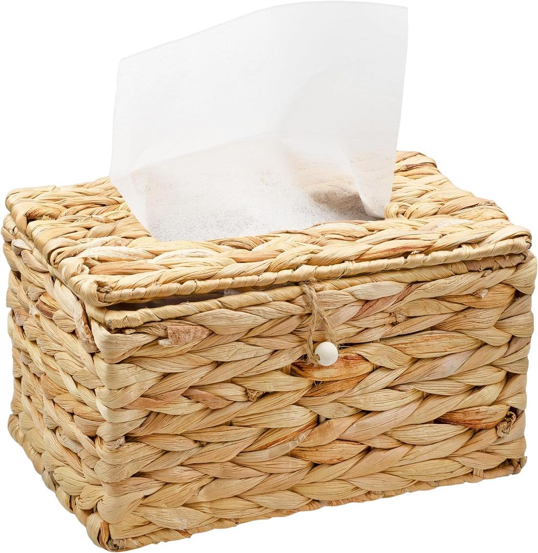 AuldHome Design Water Hyacinth Dryer Sheet Dispenser (Natural); Woven Fabric Softener Sheet Holder for Laundry Room