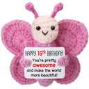 2 PCs Weming Sweet 16 Gifts for Girls, Mini Crochet Pink Butterfly Plush for 16th Birthday Teen, Happy 16 Year Old Girl Birthday Gift Ideas, Sixteen YO Decorations