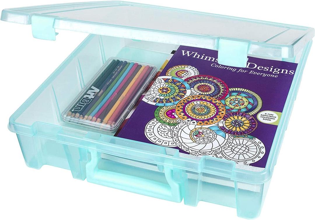 ArtBin 6955AA Super Satchel Compartment Box Clear Craft Organizer Storage Case - Aqua, Pack of 1