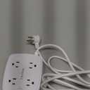 6 Ft Surge Protector Power Strip - 8 Widely Outlets with 4 USB Ports, 3 Side Outlet Extender with 6 Feet Extension Cord, Flat Plug, Wall Mount, Desk USB Charging Station, ETL, White