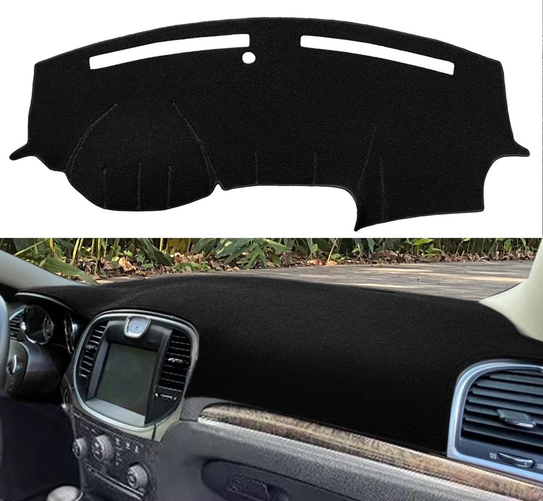 Dash Cover Mat Custom Fit for Chrysler 300 300C, Dashboard Cover Pad Carpet Protector (11-23 Black) F50