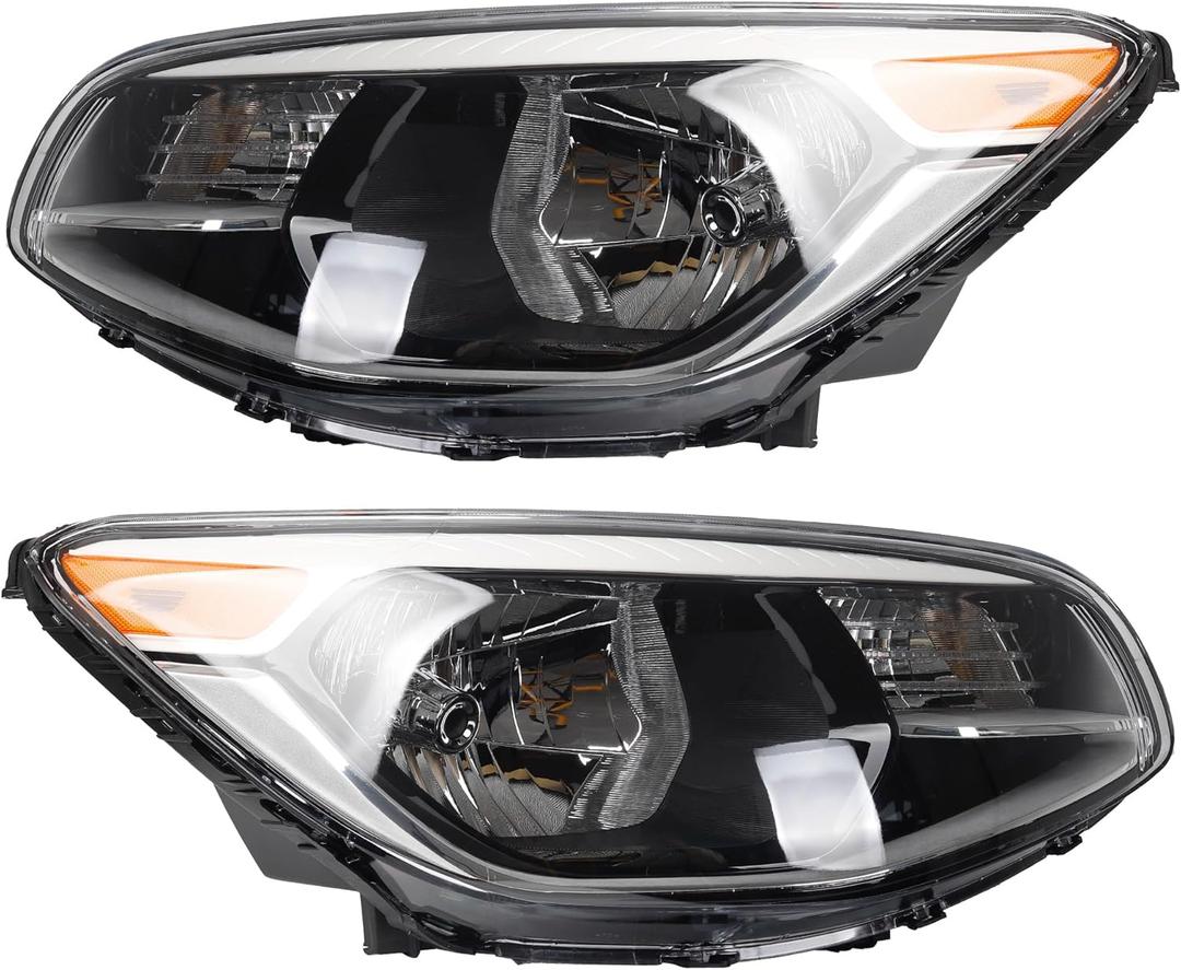 Dasbecan Halogen Headlight Compatible With Kia Soul 2014-2019 Left+Right Side Headlights Assembly Chrome Housing Replaces# 92101B2270 92102B2270 KI2502167 KI2503167(W/O Bulbs)