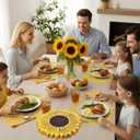 Havawish 50 Pcs Sunflower Placemats Paper Disposable 13 Inch Die-Cut Bulk Round Paper Place Mats Sunflowers Placemat Disposable Table Mats Decoration for Sun Flower Spring Dinner Wedding Birthday