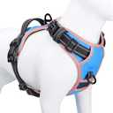 PHOEPET 2019 No Pull Dog Harness Medium Reflective Front Clip Vest with Handle,Adjustable 2 Metal Rings 3 Buckles,[Easy to Put on & Take Off](M, Blue)