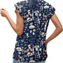 XIEERDUO Womens Tops Ruffle Sleeve Tunic Top Ladies Tops and Blouses Spring Clothes Tunic Tops for Women Business Casual (Blue, L)