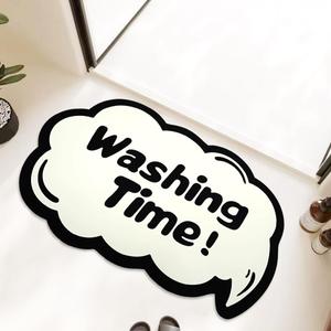 Funny Washing Time Bath Mat Black and White Bathroom Rugs Cute Bathroom Decor Preppy Small Cool Rug Non Slip Super Absorbent Diatomite Stone Washable Absorbent Shower Rug, 15.7"x23.7"