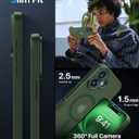 Magnetic for iPhone 16 Case,Upgraded [Full Camera Protection][Compatible with Magsafe][Mil-Grade Protection] Shockproof Slim Anti-Yellow Translucent Matte Phone Case for iPhone 16,Forest Green