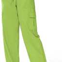 Womens Cargo Joggers Parachute Y2K Pants Lightweight Hiking Travel Scrub Pants Elastic Waist with Drawstring Quick Dry (Large, Lime Green)