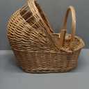 Decorative Wicker Carriage-Shaped Basket for Baby Shower Centerpieces - Woven Rattan Flower Basket, Vintage Willow Planter for Table Decor, Boho Party Decoration & Photography Prop, Large
